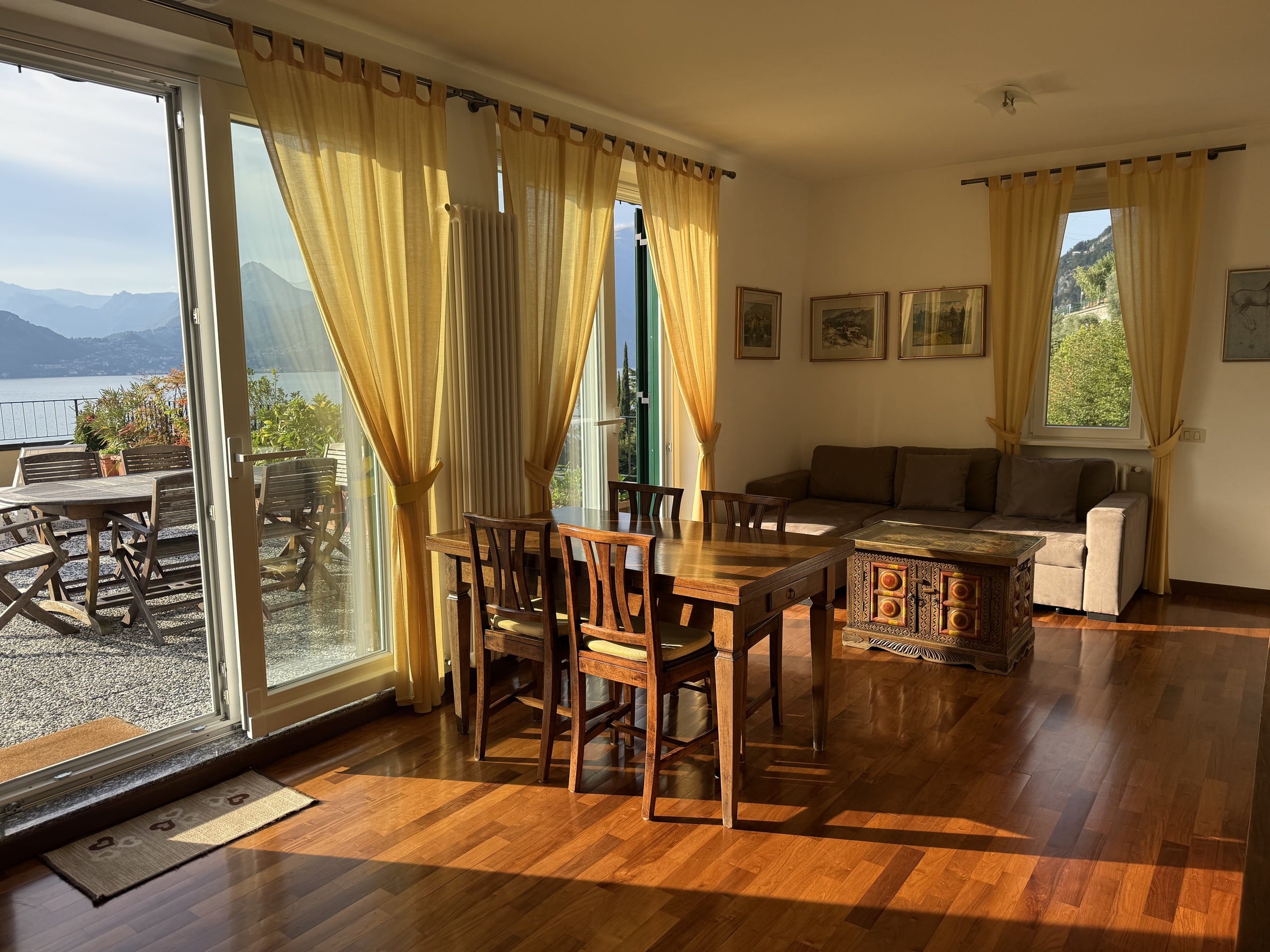 Bright living and dining room opening directly onto the terrace